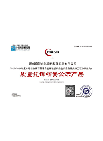 质量先锋档案公示产品